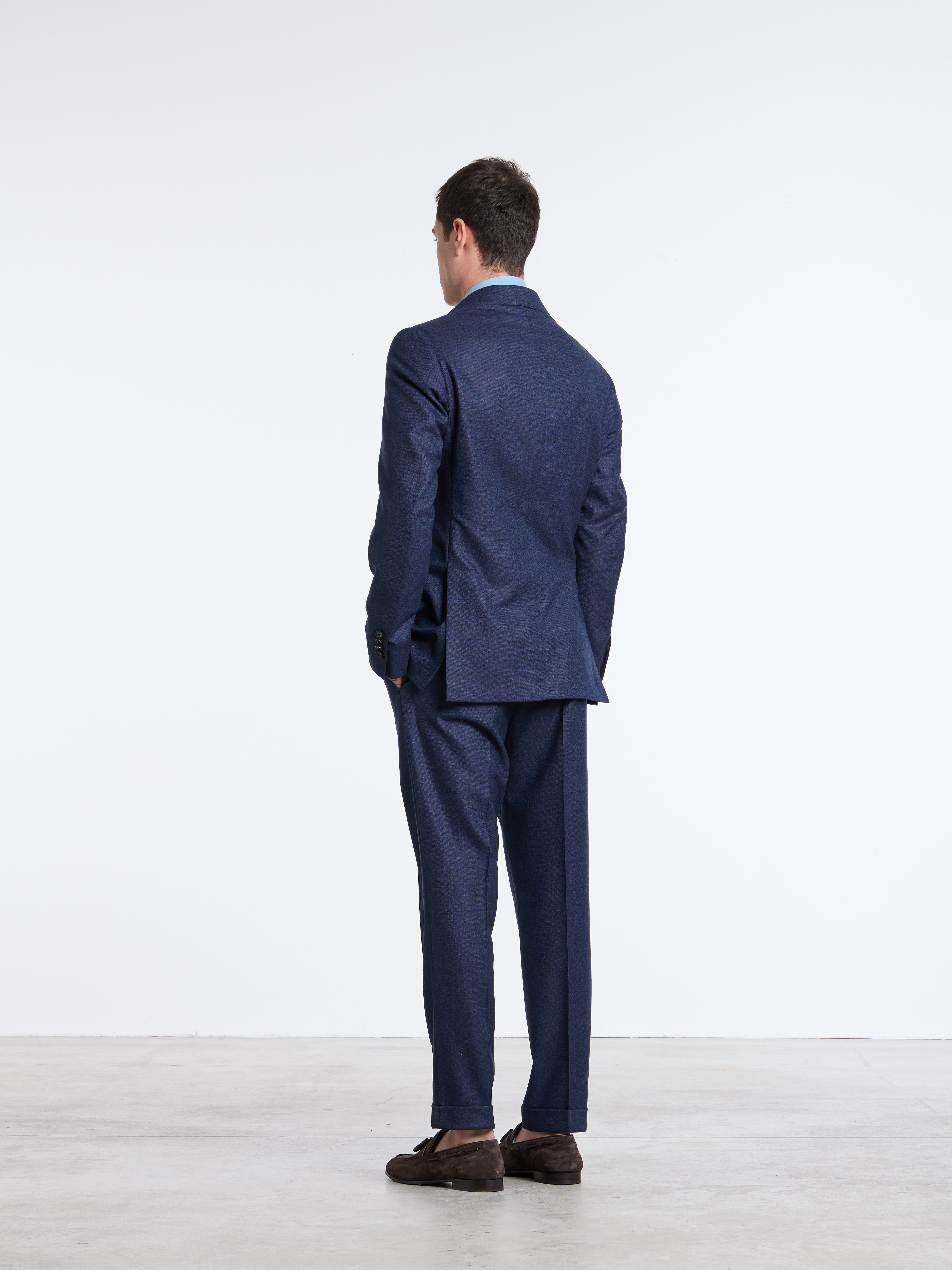 SINGLE-BREASTED PURE WOOL SUIT - BLUE - LUIGI BORRELLI - NAPOLI